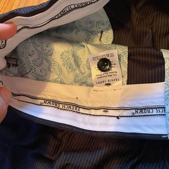 FRENCH CROWN | black with gray stripe dress pants NEW 32 - Picture 5 of 7